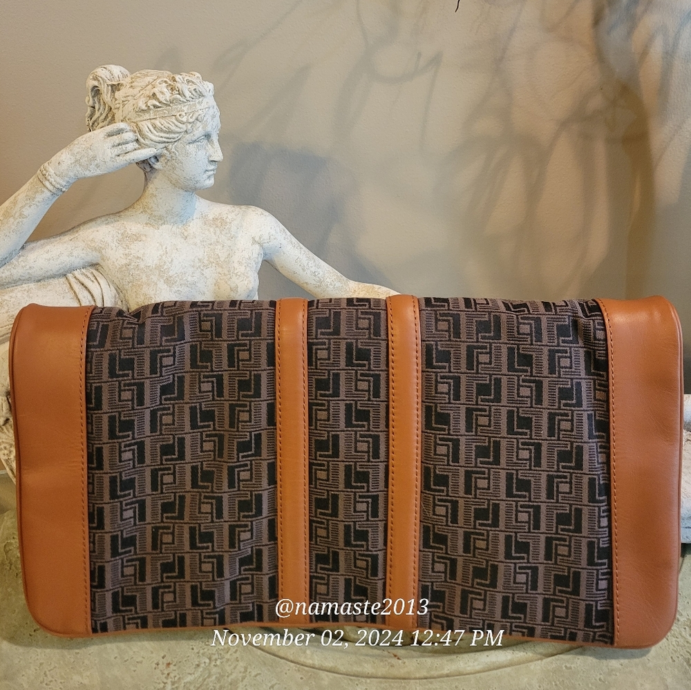 L.A.M.B. Gwen Stefani Brimley Clutch Signature Jacquard Leather Designer #55 - Picture 8 of 12